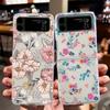 Flower Clear Phone Case For Samsung Galaxy Z Flip 6 5 4 3 Transparent Hard PC Folding Back Cover For Samsung Z Flip5 Flip4 Flip6