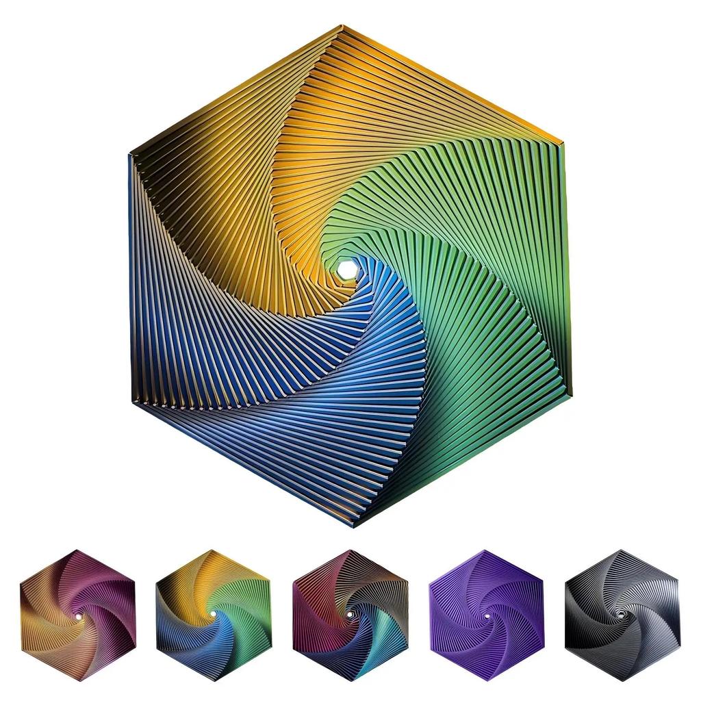 Фрактальный спиннер-гексагон, напечатанный на 3D-принтере, сенсорный инструмент для снятия стресса для взрослых, инструмент для медитации, спираль для снятия тревоги, подарок на день рождения