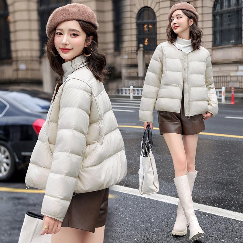 Short round neck fashionable simple down cotton cotton jacket winter coat new warm small loose coat