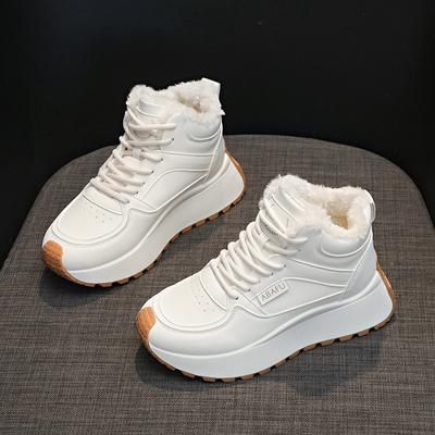 Женская мода легкие зимние теплые меховые одинарные сноубутсы с мягкой подкладкой, нескользящие повседневные спортивные хлопковые ботинки