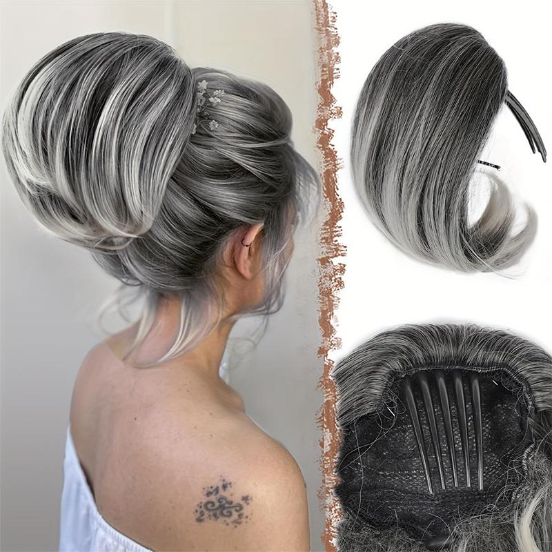 Comb Style Drawstring Inner Button Ponytail Short Style Inner Button Ponytail Synthetic Micro Curled Ponytail Wig Suitable for Daily Gatherings