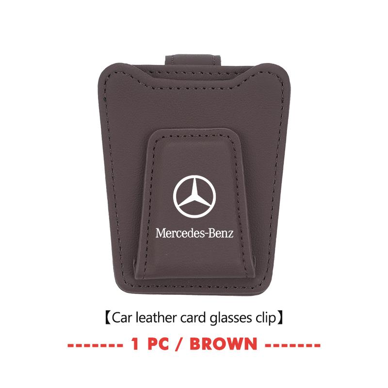 CRC1 Leather Car Glasses Clip Sun Visor Eyeglasses Card Ticket Holder For Mercedes Benz C180 C300 W124 W176 W177 C200 C260 GLC CLE