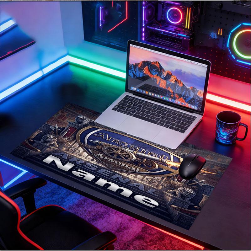 Custom Name Personalized Arsenal F.C Pattern Mousepad, Laptop PC Desk Mat, Decorative Desk Mat for Home Keyboard Pad Gift