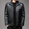 Leather Jacket Winter New Leather Jacket Business Warm Turned Fur Collar Fur Integrated Fleece Thickened Leather Jacket