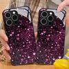 Закаленное стекло чехол для телефона для iPhone 17, 16, 15, 14, 13, 12, 11pm Pro Plus. Дизайн с розовым сердцем на весь экран.