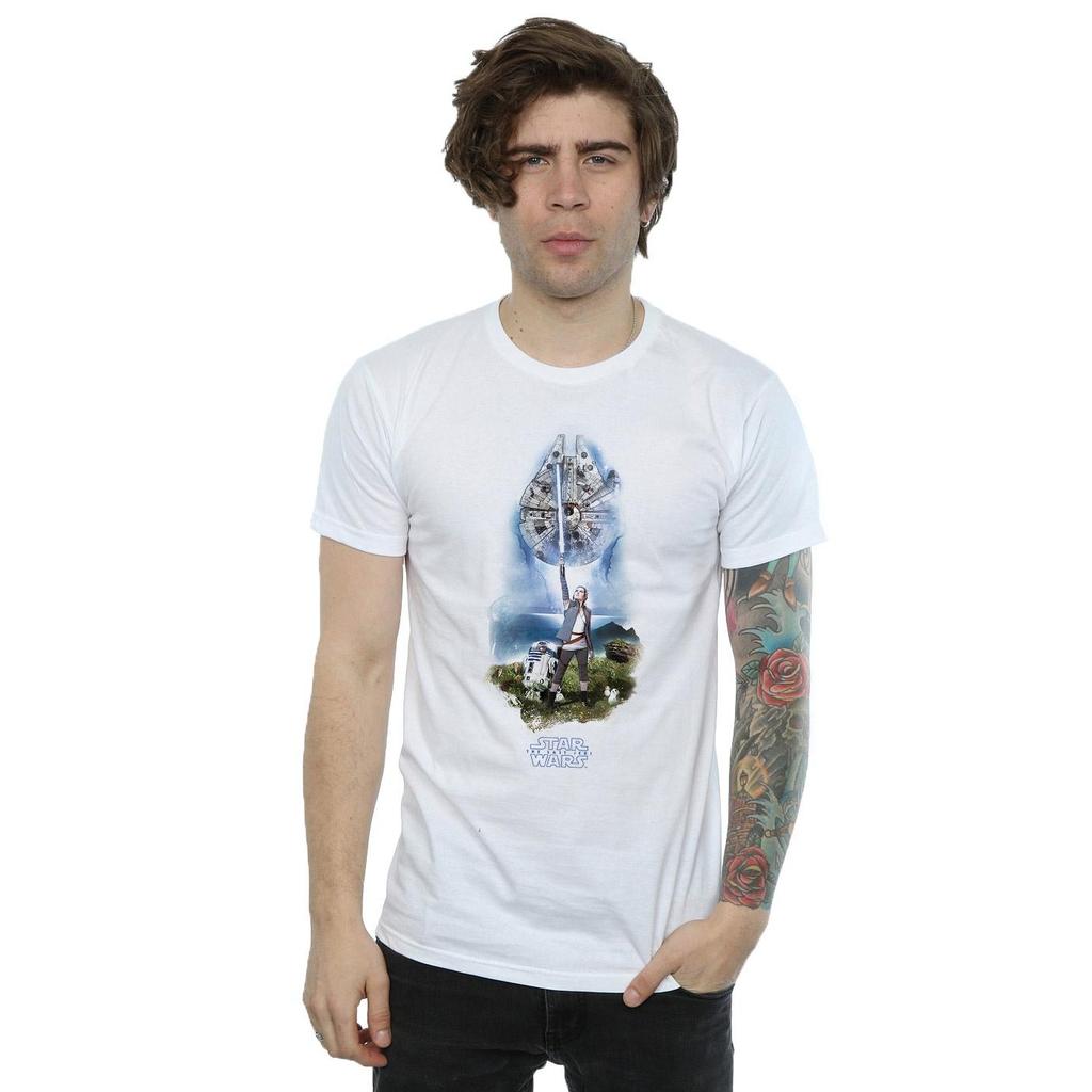 Star Wars Mens The Last Jedi Rey Lightsaber T-Shirt