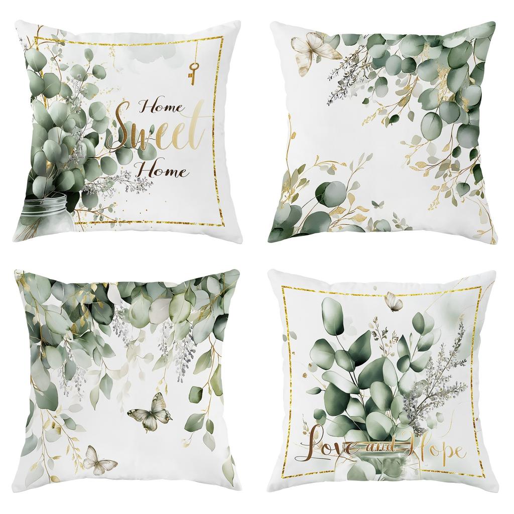 Eucalyptus & Inspirational Quote PillowcasesLiving Room Sofa Cushion Cover, Soft and Comfortable, Bedroom Room Decoration