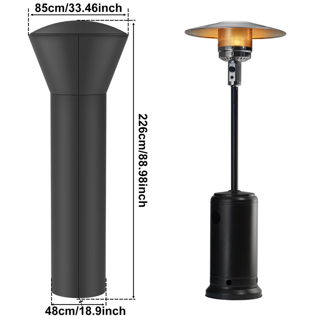 Patio Heater Cover Waterproof Outdoor Heater Cover with Zipper and Drawstring Heavy-Duty Electric Heater Protective Cover