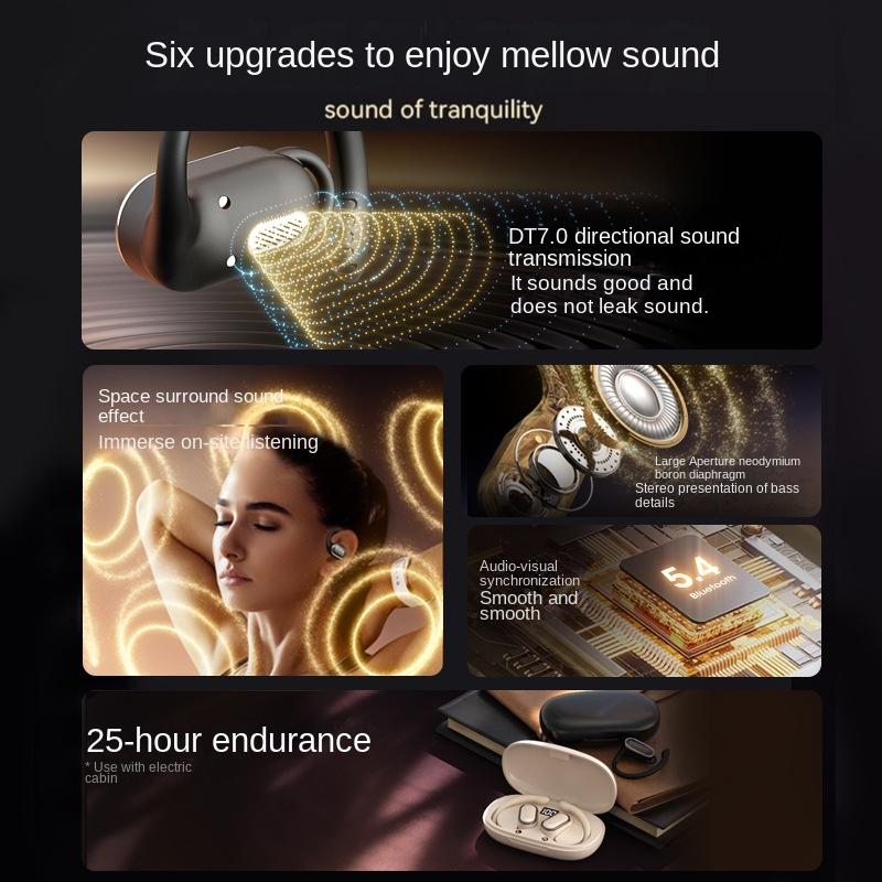 Новая подвесная Bluetooth-гарнитура с передачей газа ушного типа не влияет на движение уха. Сверхдлительный срок службы батареи. Беспроводные наушники с шумоподавлением ENC.