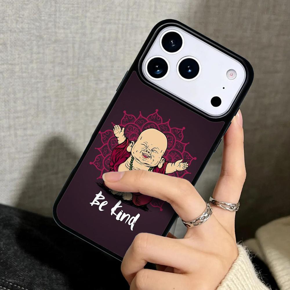 Чехол Case для iPhone 17 Air 16 Pro Max 15 Plus 11 13 Mini 14 12 Задняя крышка телефона Будь Счастлив Маленький Будда