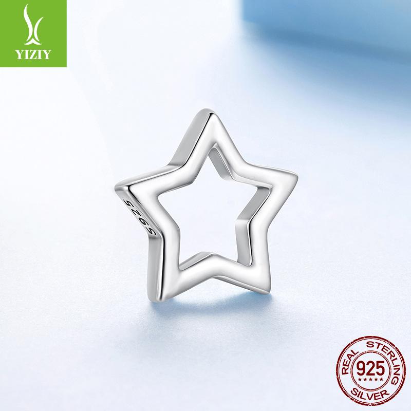 S925 Sterling Silver Star Beaded Loose Beads, Simple And Classic Five-Pointed Star Versatile Jewelry Accessories