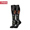 1 пара 58 стилейНовые носки с компрессией с цветами и животными для леггинсов Дышащие для бега Давление Футбол Взрослые носки Компрессионные носки