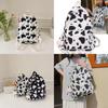 Ulzzang Canvas Backpack For Girls Korean Style Fashionable Streetwear Nylon Material Cow Print Design