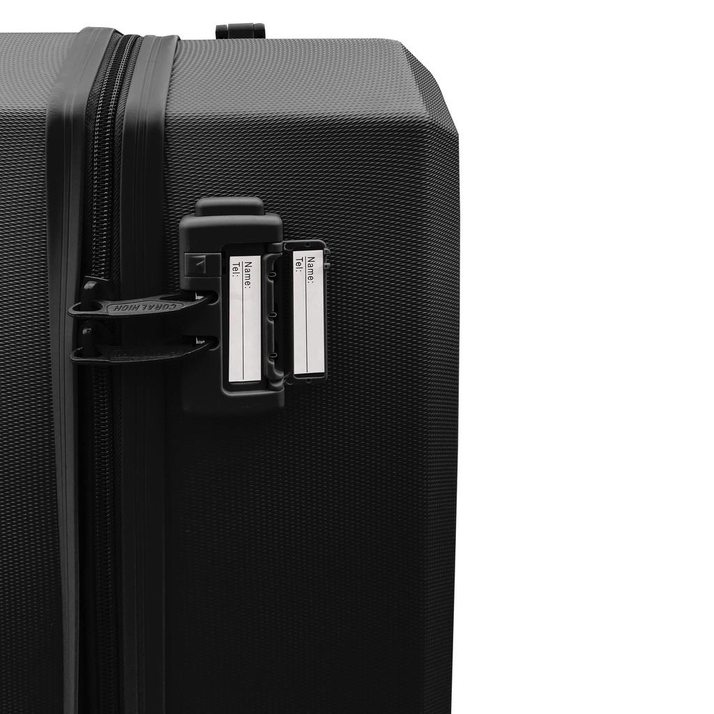 coral high Diamond ABS Black Large Size Suitcase 16603