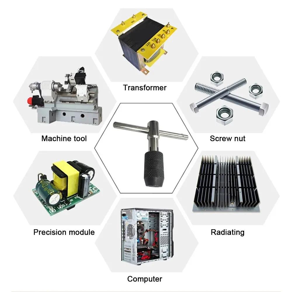 3-6 мм Т-образный гаечный ключ, 5 шт., ручной метчик M3-M8, отвертка для нарезания резьбы, набор ручных инструментов для нарезания резьбы