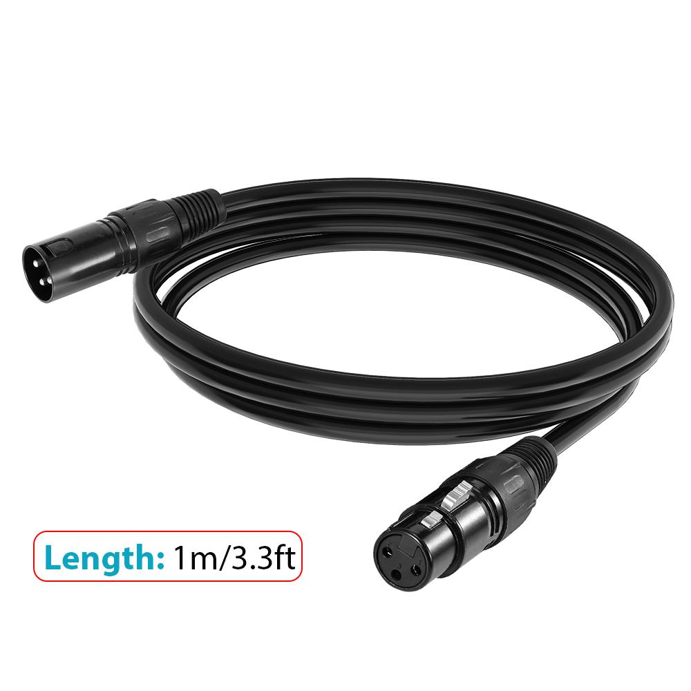Кабель XLR 1 м/3,3 фута Кабель DMX для освещения сцены 3-контактный разъем XLR «папа-мама» Черный разъем из ПВХ для перемещения