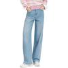 PINKO Love Bird Light Blue Pink Line Embroidered Long Pants Sweet Cool Versatile Slightly Stretchy Straight Leg Washed Wide Leg Jeans PAF261358371
