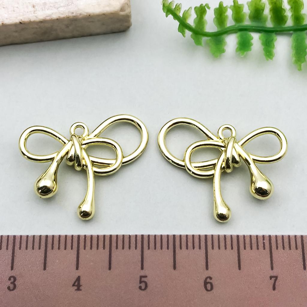 Подвесной покрытый металлом сохраняющий цвет самодельный бант полая подвеска кулон, ожерелье из сплава, браслет, серьги, ювелирные изделия ручной работы аксессуары