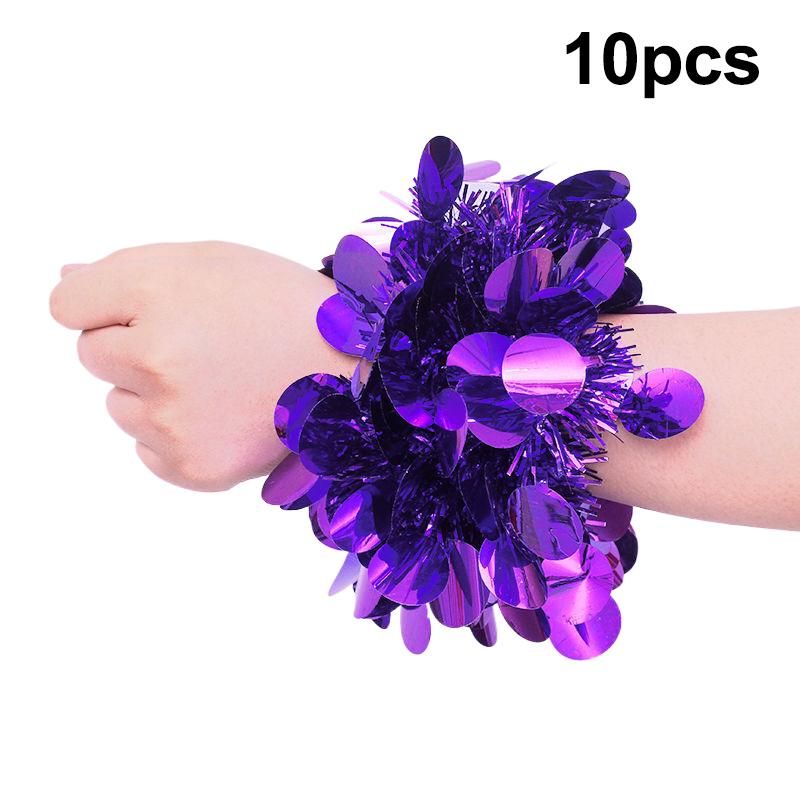 10 шт. Разноцветный мишурный браслет Эластичная лента Взрослые Дети Универсальный Реквизит для танцевального выступления Мишурный браслет на запястье для группы поддержки