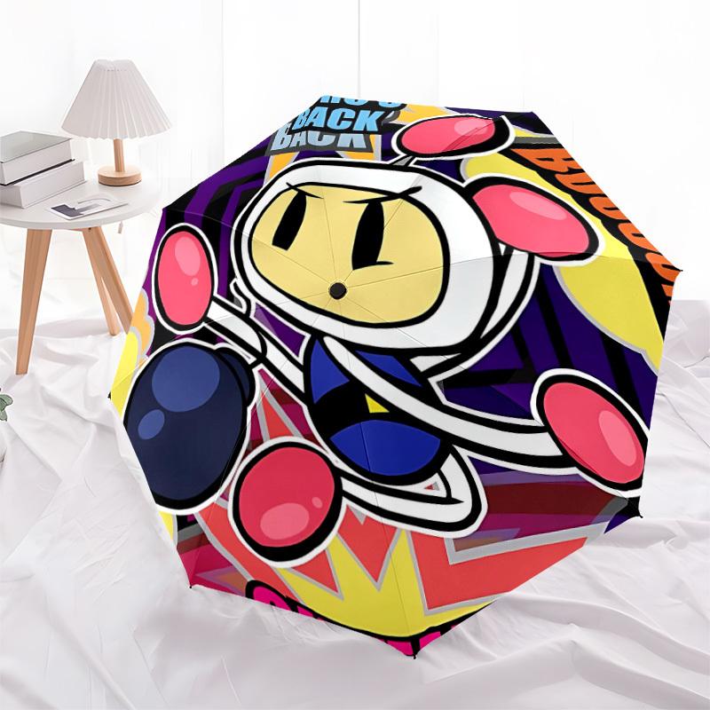 1 шт. Автоматический складной зонт Bomberman для геймеров - Компактный дорожный зонт, идеально подходит для женщин и мужчин - Идеальный подарок на день рождения/Рождество, 186