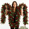 2 шт. Реалистичные Рождественские Красные Ягоды Искусственная Гирлянда из Плюща для Гостиной Камина Лестницы Двери Коридора Садового Забора на Улице