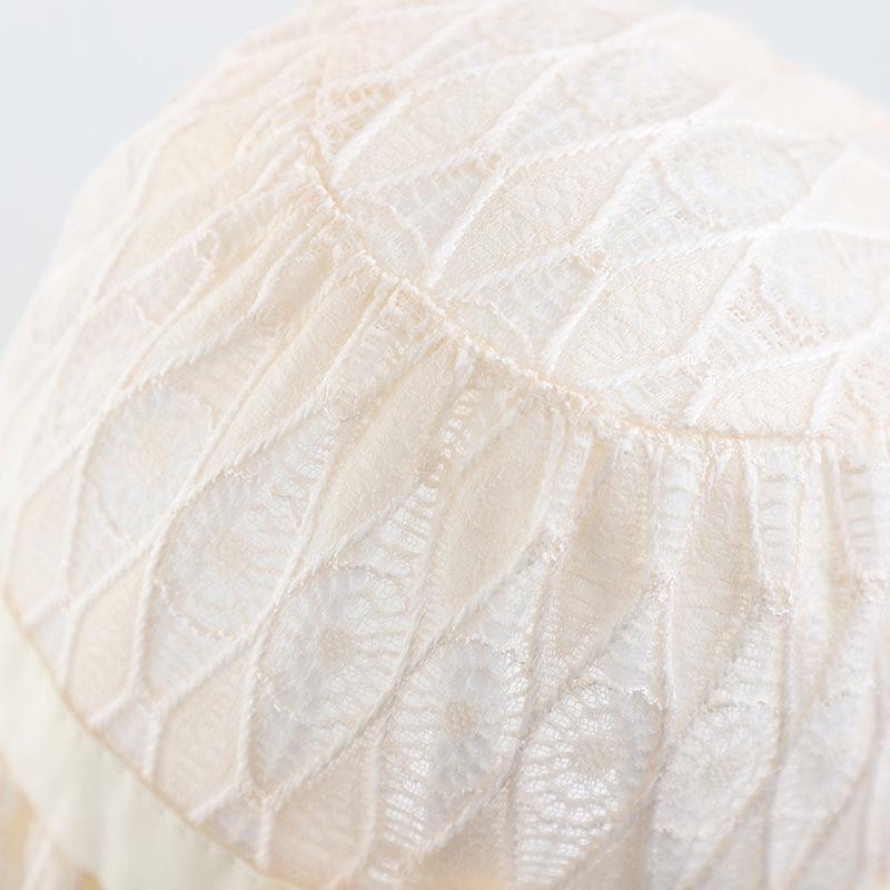 Шапочка принцессы с кружевом для малышей, весна-лето, сетчатая дышащая шапочка для девочек, солнцезащитные шляпы, однотонные, регулируемые, для новорожденных, шапочки-бини