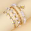 4PC Fashion Daisy Bracelet Imitation Zircon Beads Stainless Steel For Women Handmade Wrist Chain Accessories Zircon Gifts