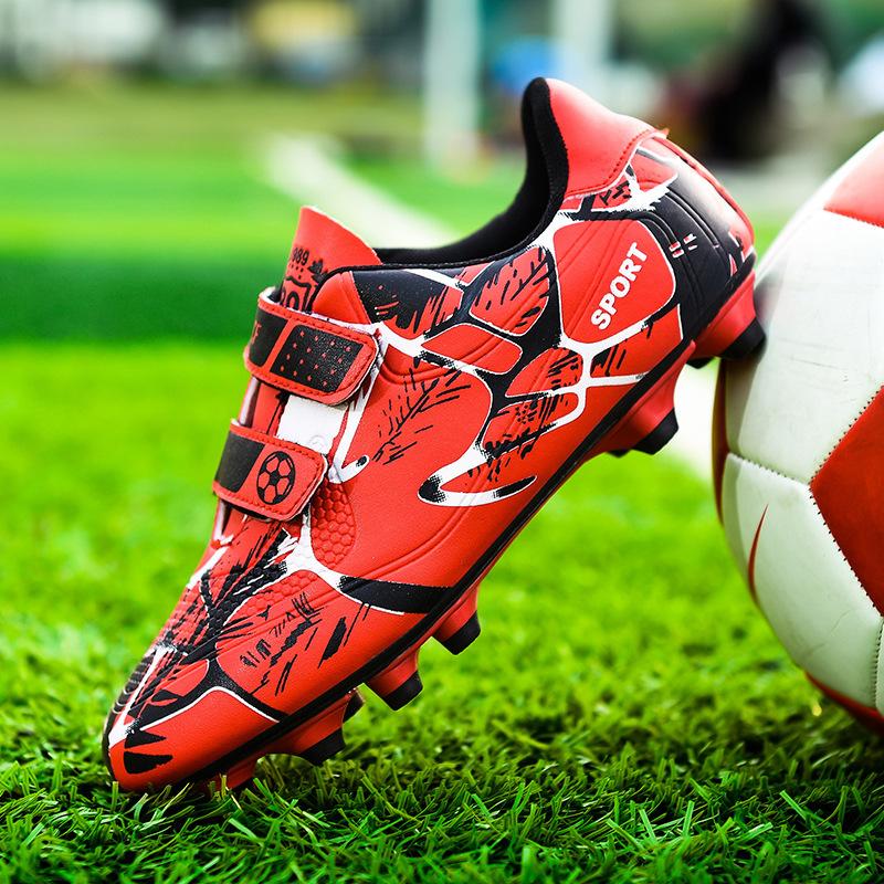 2025 spring and autumn broken nail sneakers primary school students boys training spring long nails girls children's football shoes