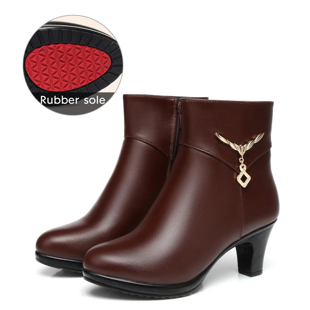 Новые кожаные ботильоны на толстом каблуке женские осенне-зимние замшевые слипоны на мягкой подошве на среднем каблуке с круглым носком хлопковые туфли для мамы