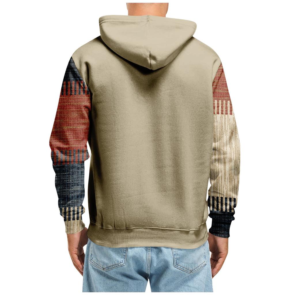 Осенний мужской свитер с большим капюшоном и цифровым принтом, новый большой базовый свитер