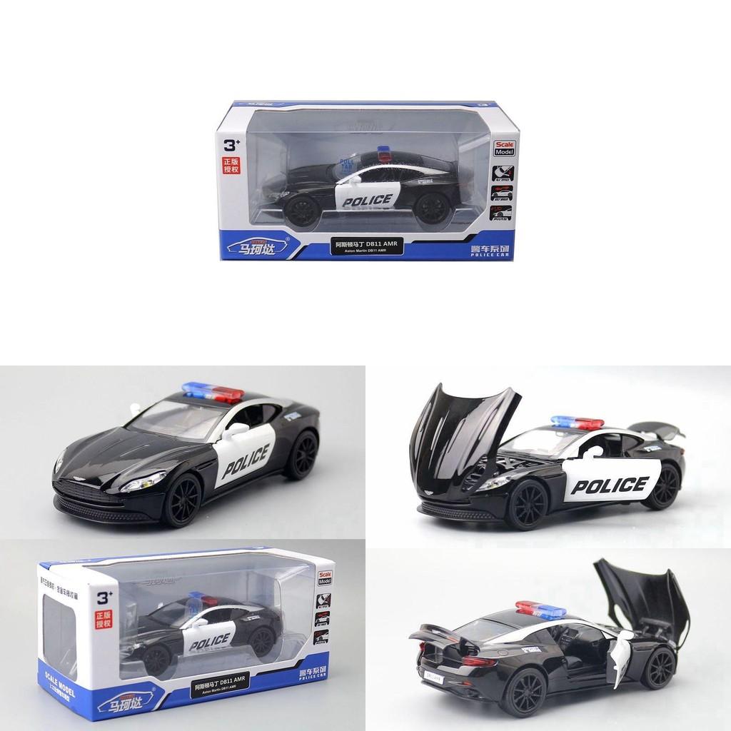 Aston Martin 132 Alloy Car Model Police Car With Sound Light For Collector
