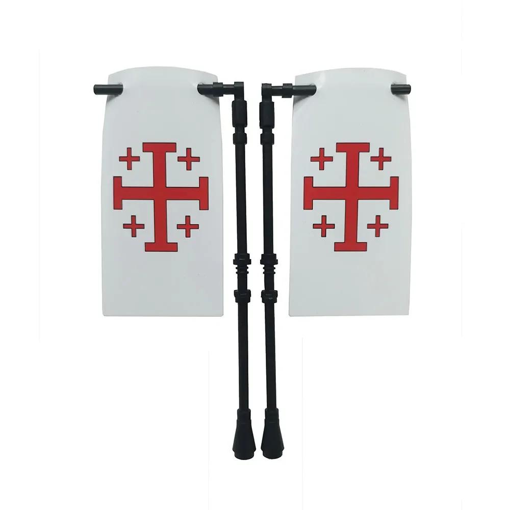 Флаг Строительный блок Средневековые города-государства Военная фигурка Флаг Оружие Древний Священная Римская империя Иерусалим Рыцарь Святого Лазаря Легион Игрушка