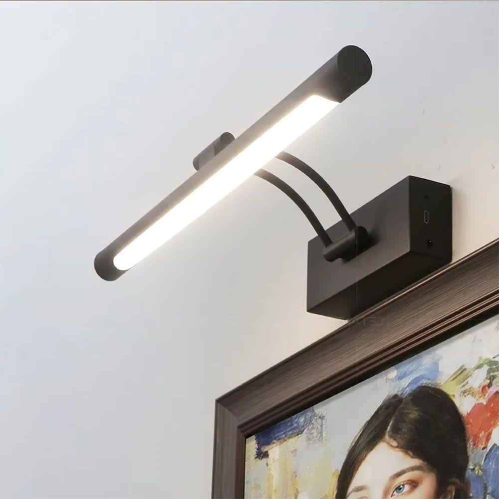 LRechargeable Wall Sconce Adjustable Black Gold For Living Room Backdrop Bedroom Bedside Mirror Front Counter Dormitory LED Lamp