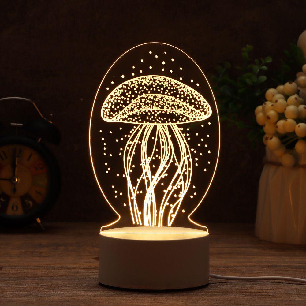 Day Gift Home Decor Acrylic LED Night Lights Luminous Table Lamp 3D LED Light Rabbit Heart Love