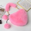 Faux Fur Heart-shaped Women Small Handbags Fluffy Plush Ladies Chain Shoulder Bag Female Furry Daily Clutch Purse