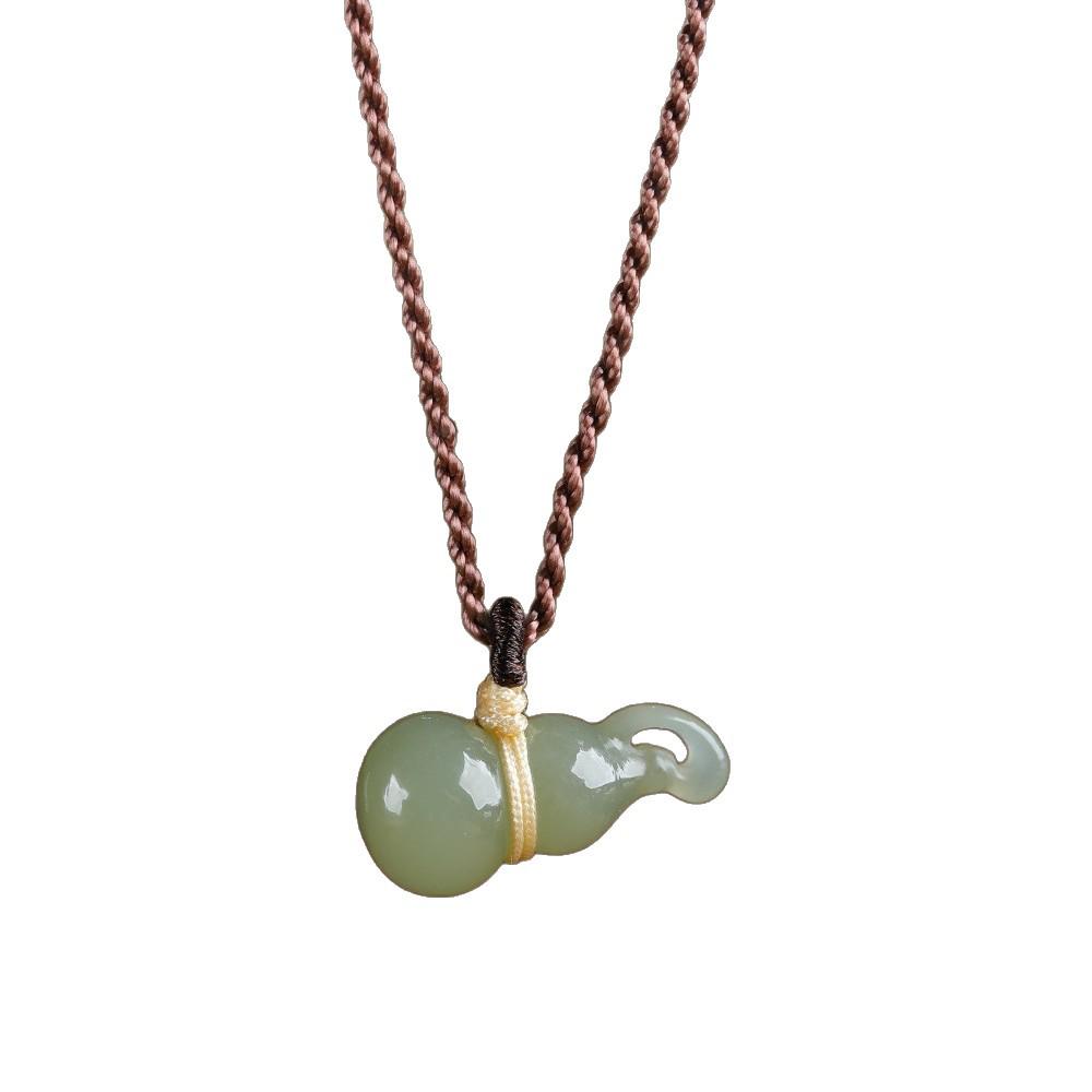 Подвеска-амулет из нефрита Хэтянь, ледяной прозрачности, в форме тыквы, для пар