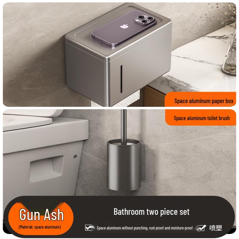 Настенный держатель для салфеток и полотенец без сверления, цвет оружейный серый