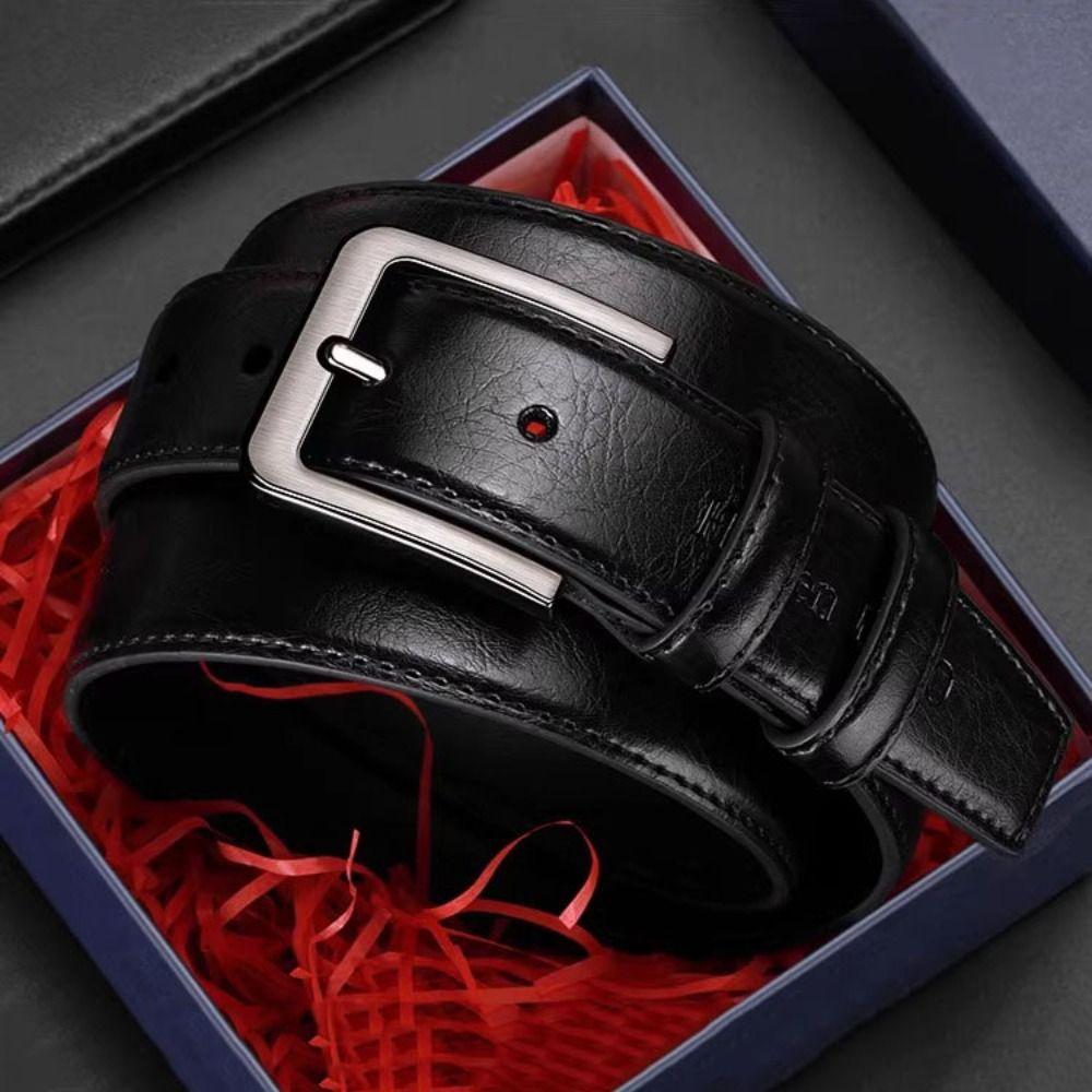 Versatile Zinc Zinc Alloy Leather Belt Texture Pin Buckle Belt Luxury Casual Waist Belt Elderly People