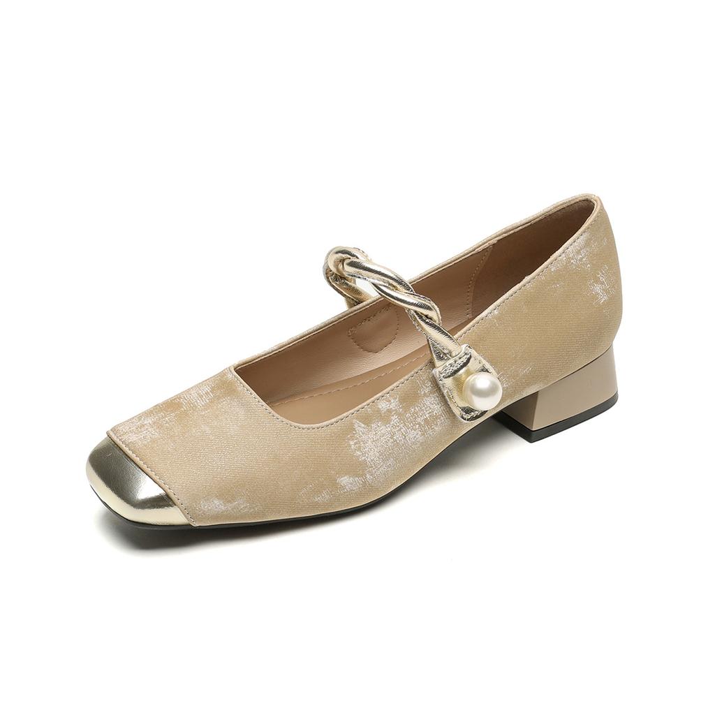 Weiwei Girl 9258-6 Square Head French Mary Jane Shoes Spring and Autumn New Chinese Style Thick Heel Shallow Mouth Single Shoes Women