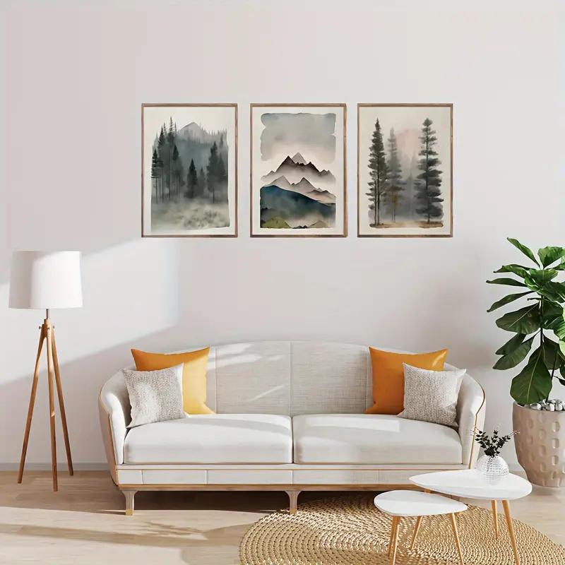 3pcs Mountain Nature Abstract Landscape Poster Modern Minimal Wall Decor Painting Wall Art Poster for Living Room Bedroom Decor