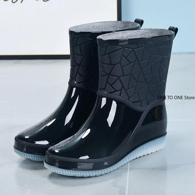2025 Модные женские ботинки для отдыха на природе Женские резиновые сапоги Новые четырехсезонные нескользящие износостойкие женские водонепроницаемые ботинки Botas Mujer