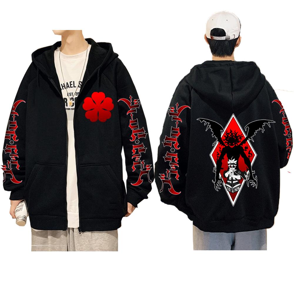 Anime Black Clover Asta Autumn Zipper Hoodies Coat Japanese Long Sleeve Gift Unisex Fashion Street Style Cartoon Hooded