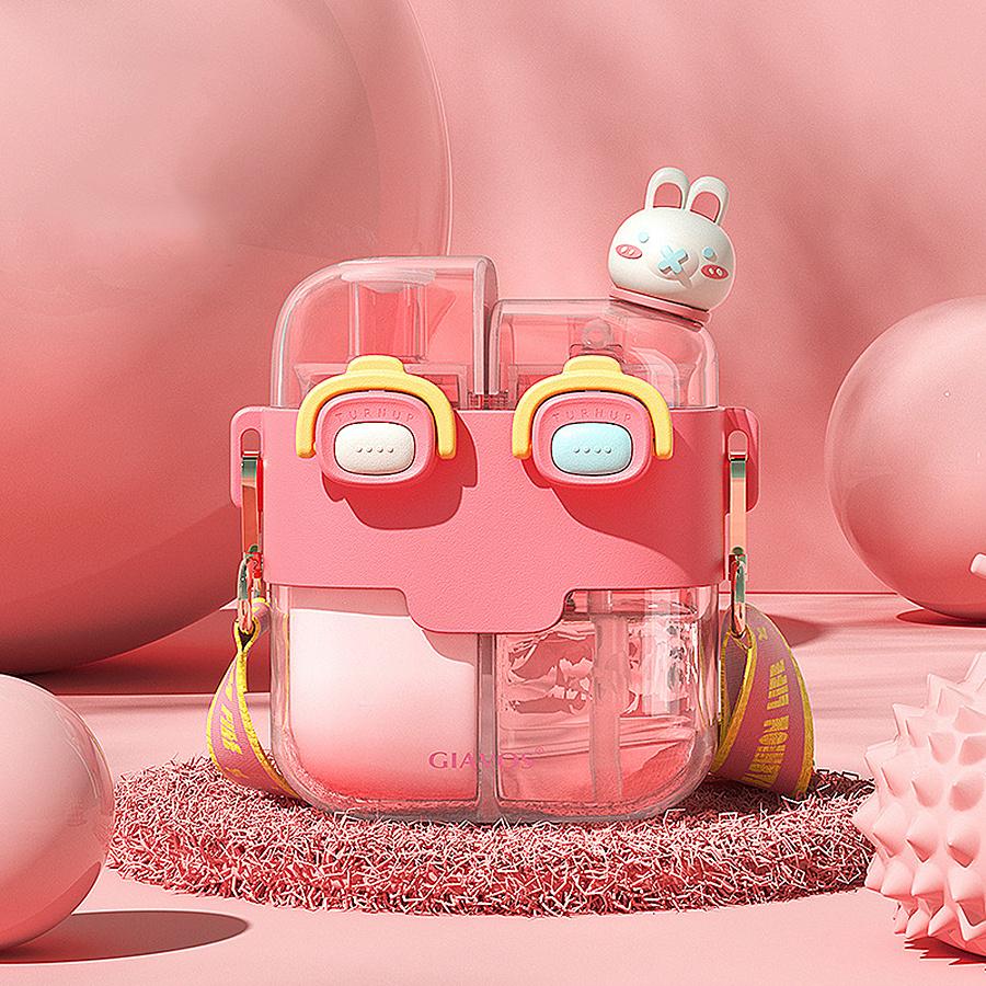 1 шт. 17,92/26,37 унц. Портативная герметичная бутылка для воды с двумя отсеками, соломинкой и ремешком для школы, спорта и путешествий - Оставайтесь гидратированными в дороге!