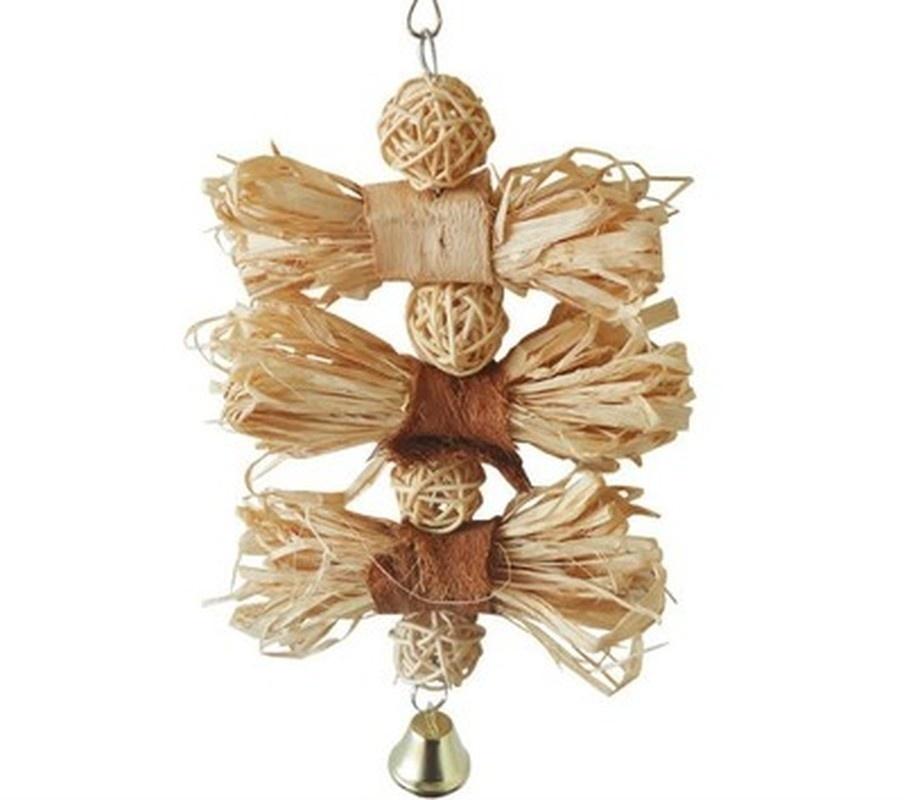 Деревянная милая игрушка для жевания для домашних птиц, натуральная трава, игрушка для попугая, жевание, качающийся мяч, люфа, шарики из лозы, подвесные аксессуары для клетки для птиц