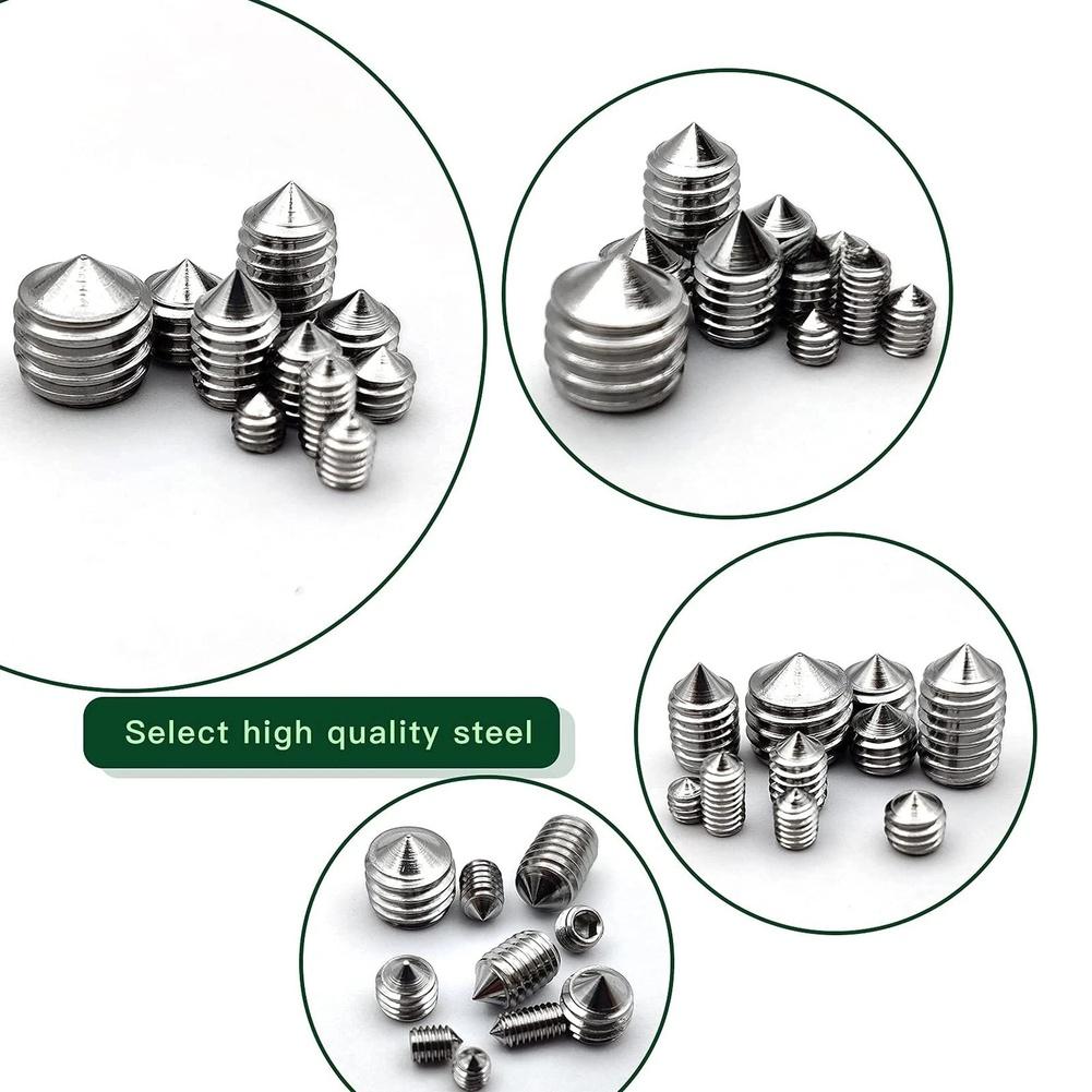 Metric Grub Screws Hex Socket Set For Electronics Repair 304 Stainless Steel Flat Point Tip Multi-size Kit For M5