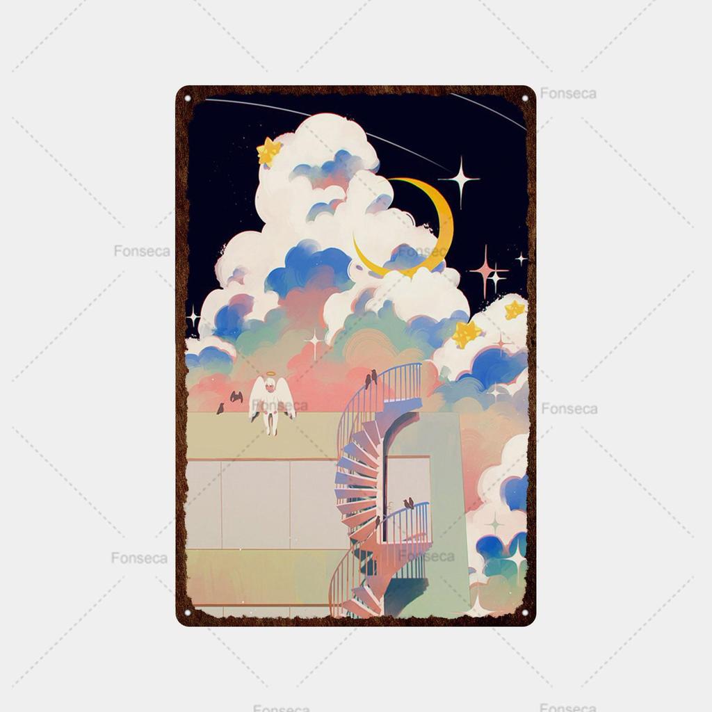 Цветная странная планета, металлическая вывеска, ретро жестяная вывеска, металлический ретро-бар, ретро украшение стены, бар, клуб, человек, отверстие, металлический плакат