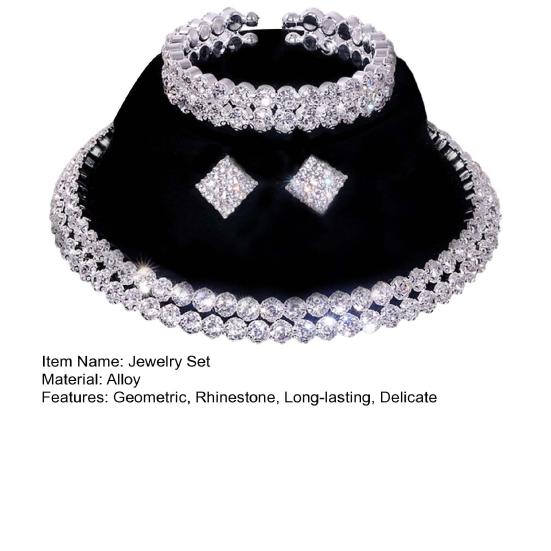 1 комплект элегантных украшений со стразами для искусственного хрусталя, колье, ожерелья, серег, браслета