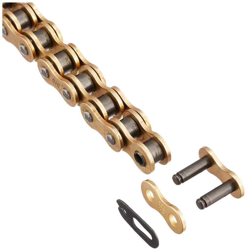 Мотоциклетная цепь с облегченным клипсовым замком в комплекте для двухколесного мотоцикла 321167 D.I.D Пресс-фитинг 520VX3-102FB G&G (Золото) X-кольцо