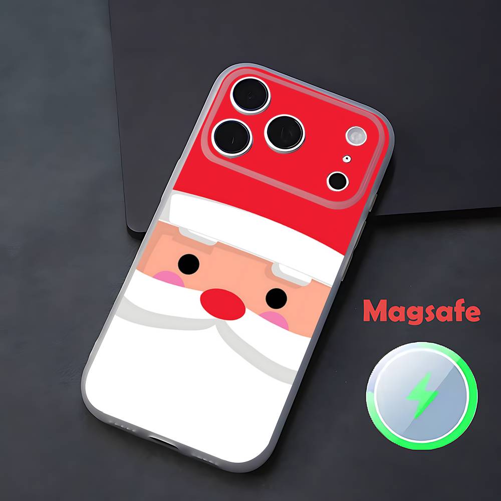 Рождественский чехол для телефона Санта-Клаус для iPhone 17,16,15,14,13,12,11 Pro,Max,Plus,Mini,Air,E Магнитный Magsafe Матовый Прозрачный