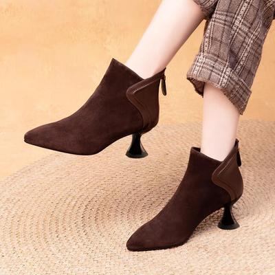 Женские сапоги с острым носком 2024 года на высоком каблуке с застежкой-молнией в стиле вестерн, женские сапоги на высоком каблуке, удобные сапоги в стиле ретро на высоком каблуке